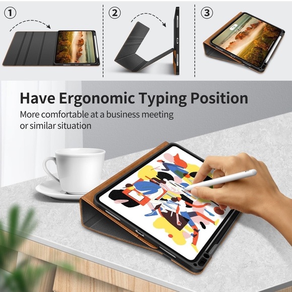 H HOLIMET Case iPad Tablet Case Brown - Picture 11 of 15